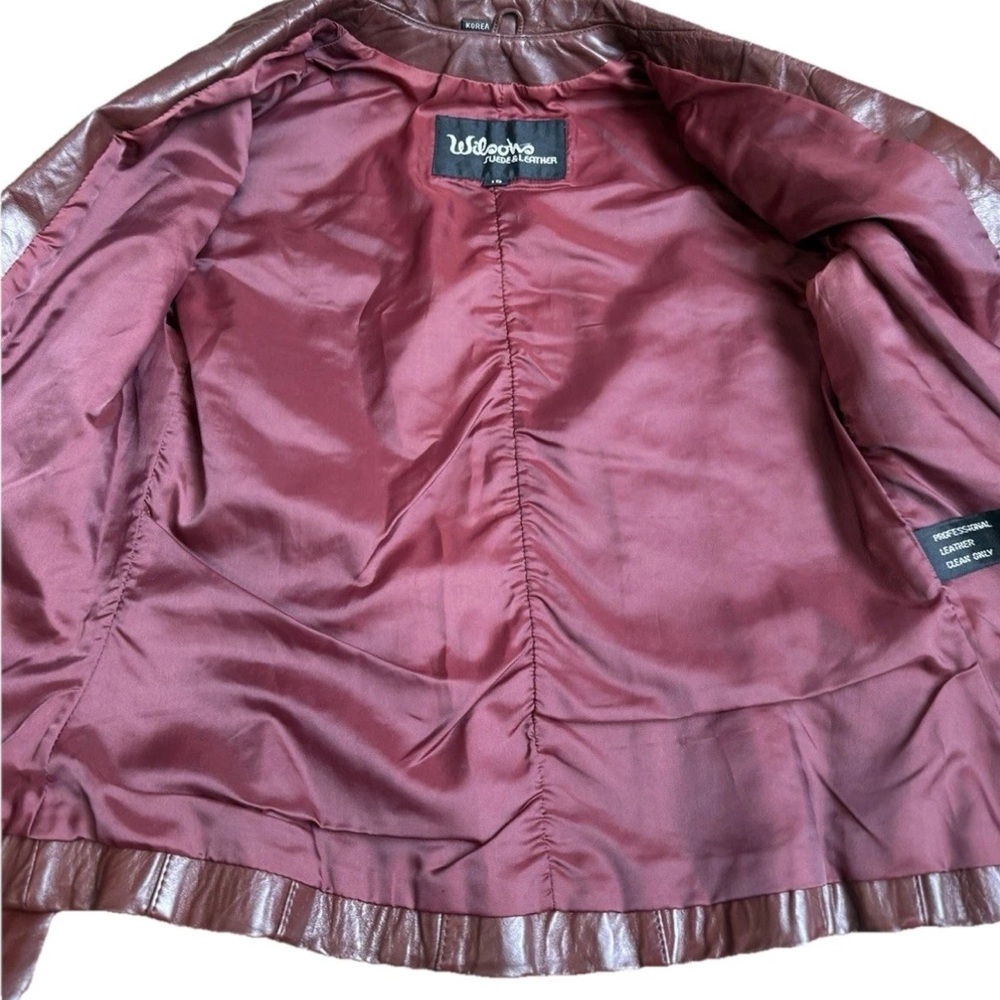 Wilson Burgundy Leather Blazer Jacket for Women - Picture 5 of 16